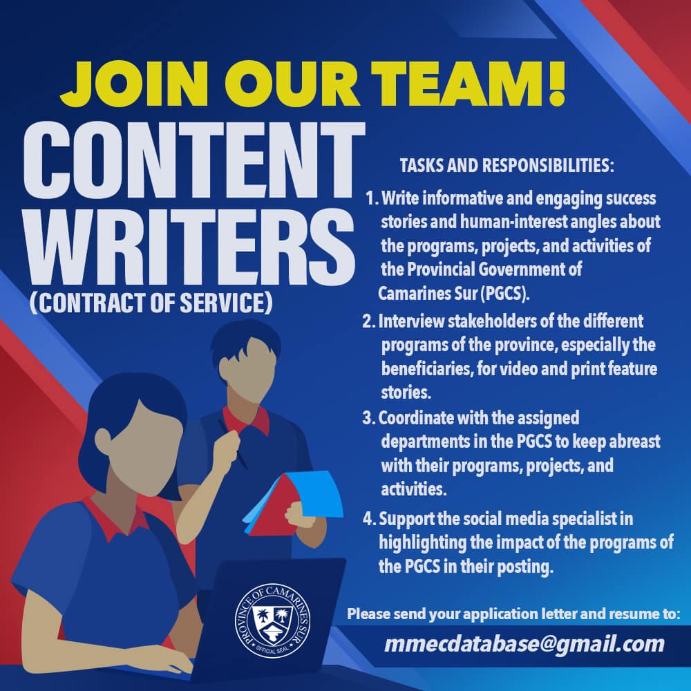 WE ARE HIRING! - CONTENT WRITERS (Contract of Service), and SOCIAL MEDIA SPECIALISTS (Contract of Service)
