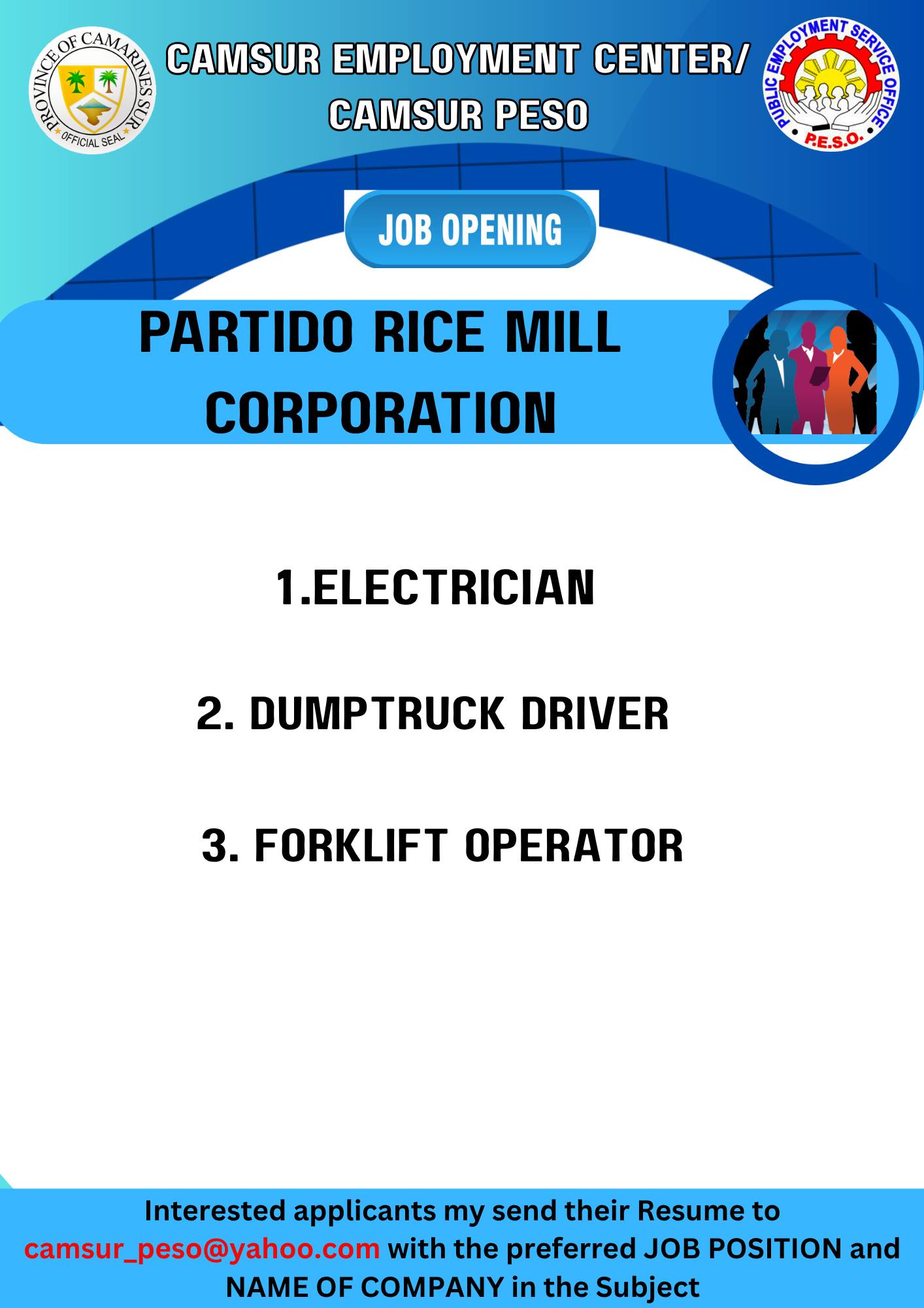 🚀 JOB OPPORTUNITIES AWAIT! 🚀 - Partido Rice Mill Corporation
