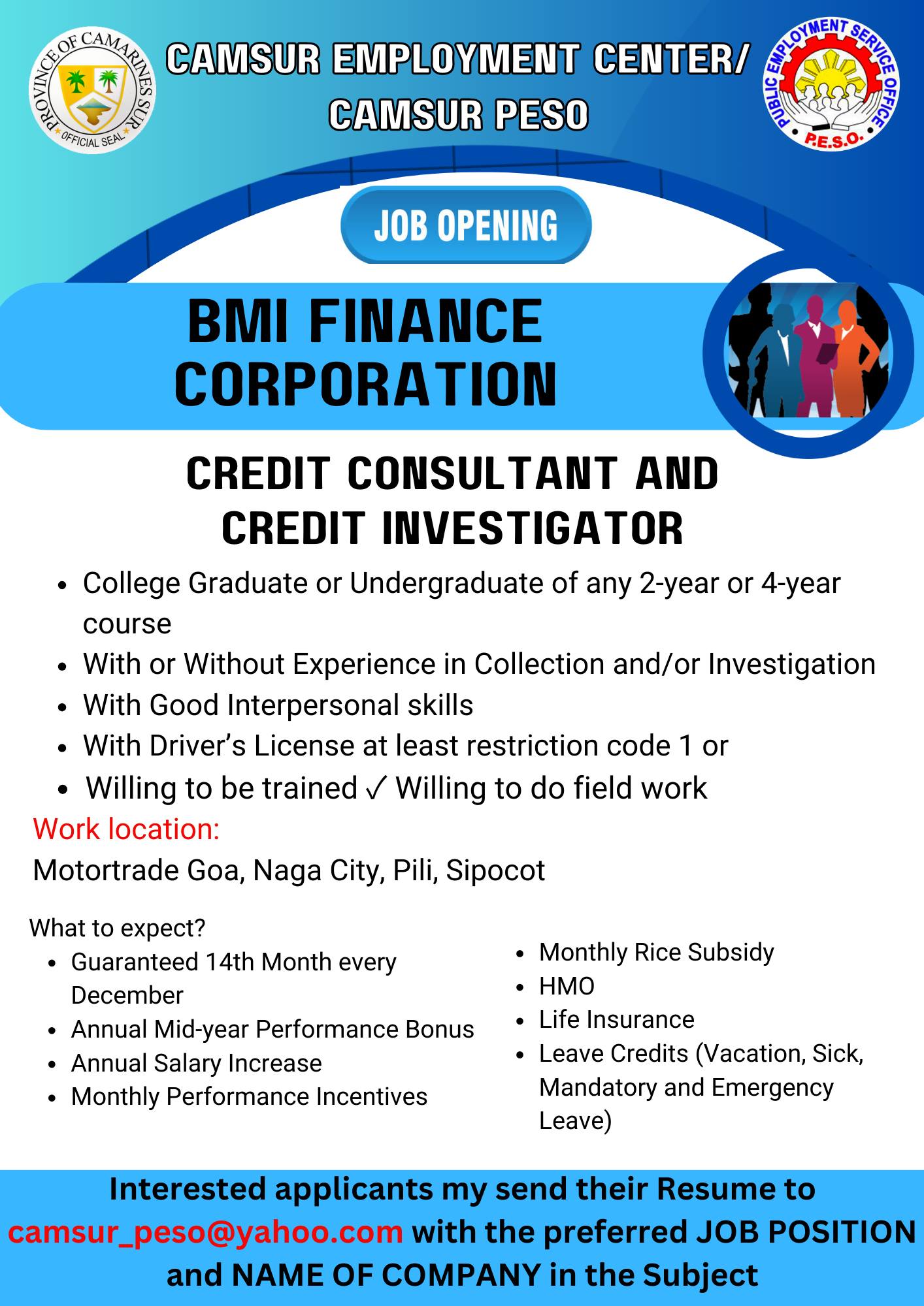 BMI FINANCE CORPORATION JOB VACANCIES!!!